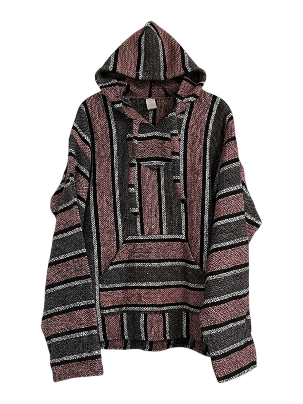 Made in Mexico Striped Baja Hoodie in Pink and Black Size L/XL Unisex